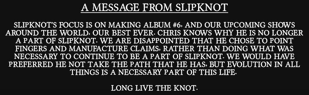 slipknot chris fehn statement