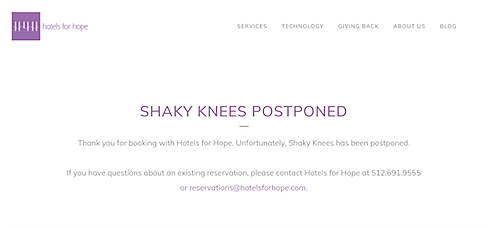Shaky Knees Festival postponed Hotels For Hope 2020