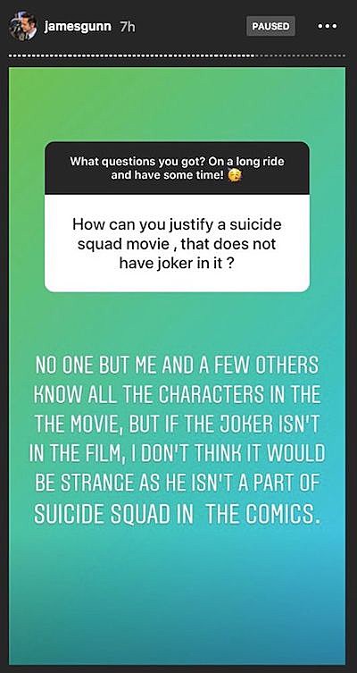James Gunn Suicide Squad Joker