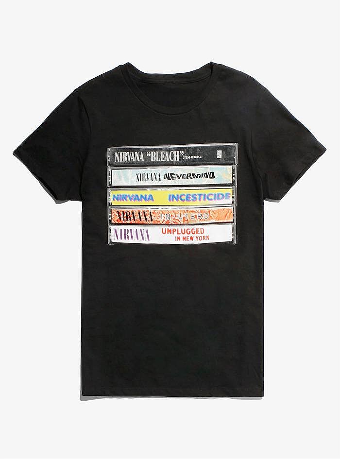 Nirvana album cassettes T-shirt 90s merch