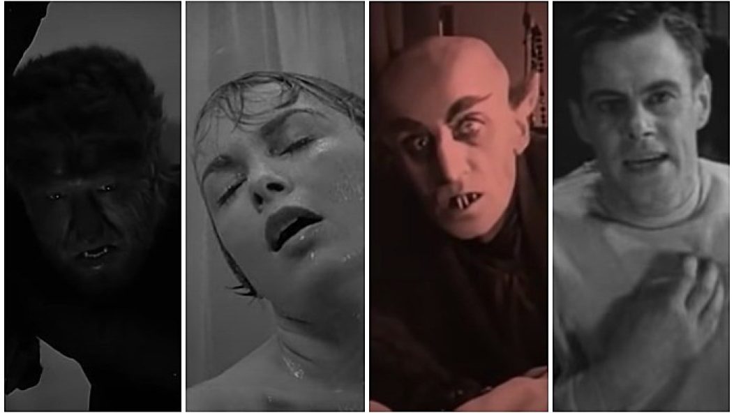 old horror movies, the wolf man, psycho, nosferatu, frankenstein